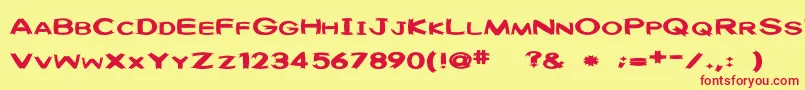 Washable Font – Red Fonts on Yellow Background