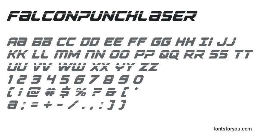 Schriftart Falconpunchlaser – Alphabet, Zahlen, spezielle Symbole