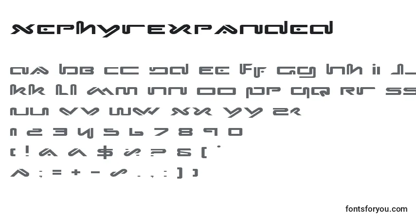 Шрифт XephyrExpanded – алфавит, цифры, специальные символы