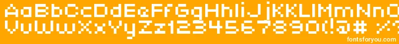 XpaiderPixelExplosion01-Schriftart – Weiße Schriften auf orangefarbenem Hintergrund