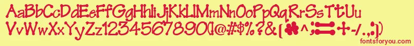 FeltRegularTtnorm-fontti – punaiset fontit keltaisella taustalla