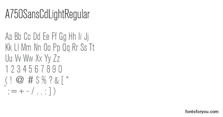 Schriftart A750SansCdLightRegular – Alphabet, Zahlen, spezielle Symbole