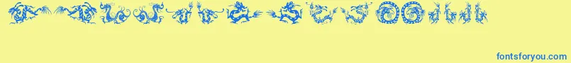 HffChineseDragon Font – Blue Fonts on Yellow Background