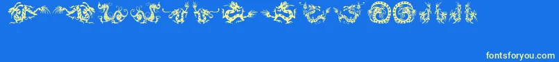 HffChineseDragon Font – Yellow Fonts on Blue Background