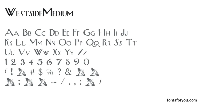 Czcionka WestsideMedium – alfabet, cyfry, specjalne znaki