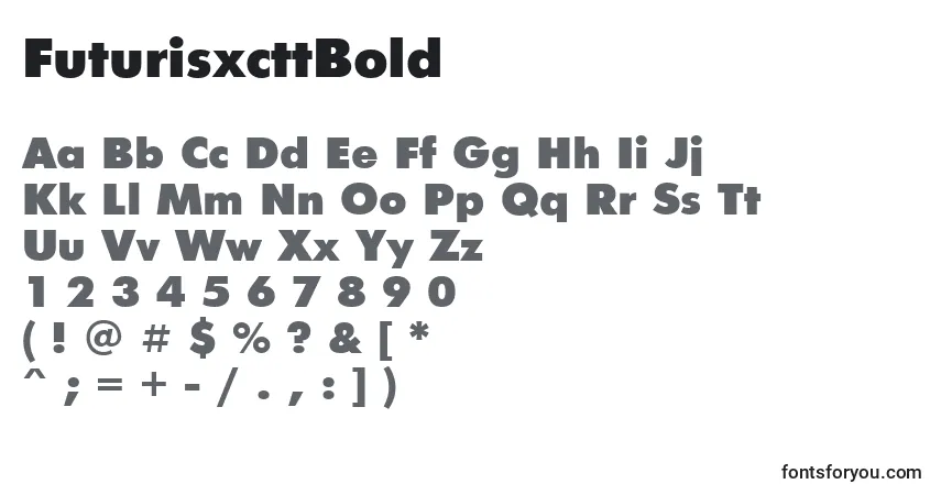 FuturisxcttBold font – alphabet, numbers, special characters