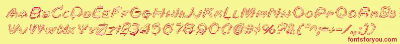 BerserkerShadowItalic Font – Red Fonts on Yellow Background