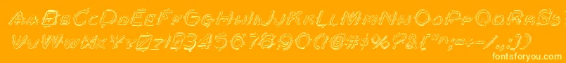 Weitere Informationen zur BerserkerShadowItalic-Schriftart BerserkerShadowItalic-Schriftart – Gelbe Schriften auf orangefarbenem Hintergrund