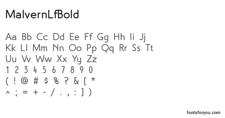 Czcionka MalvernLfBold – alfabet, cyfry, specjalne znaki