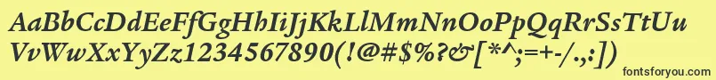 LegacySerifItcBoldItalic Font – Black Fonts on Yellow Background