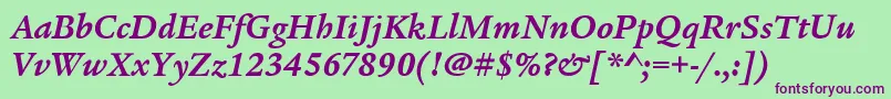 LegacySerifItcBoldItalic Font – Purple Fonts on Green Background