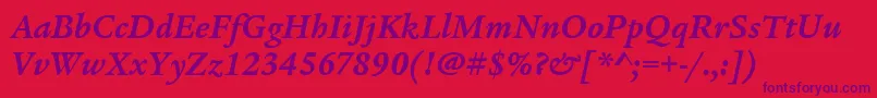 LegacySerifItcBoldItalic Font – Purple Fonts on Red Background