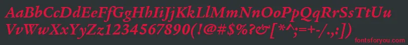 LegacySerifItcBoldItalic Font – Red Fonts on Black Background