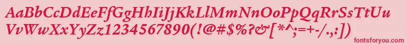 LegacySerifItcBoldItalic Font – Red Fonts on Pink Background