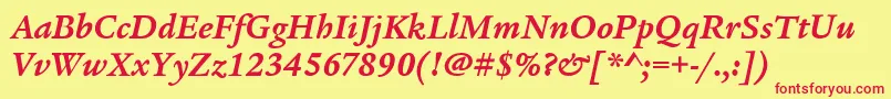 LegacySerifItcBoldItalic Font – Red Fonts on Yellow Background