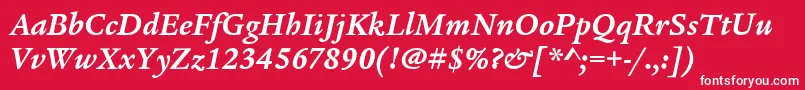 フォントLegacySerifItcBoldItalic – 赤い背景に白い文字
