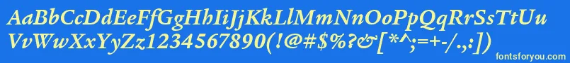 LegacySerifItcBoldItalic Font – Yellow Fonts on Blue Background