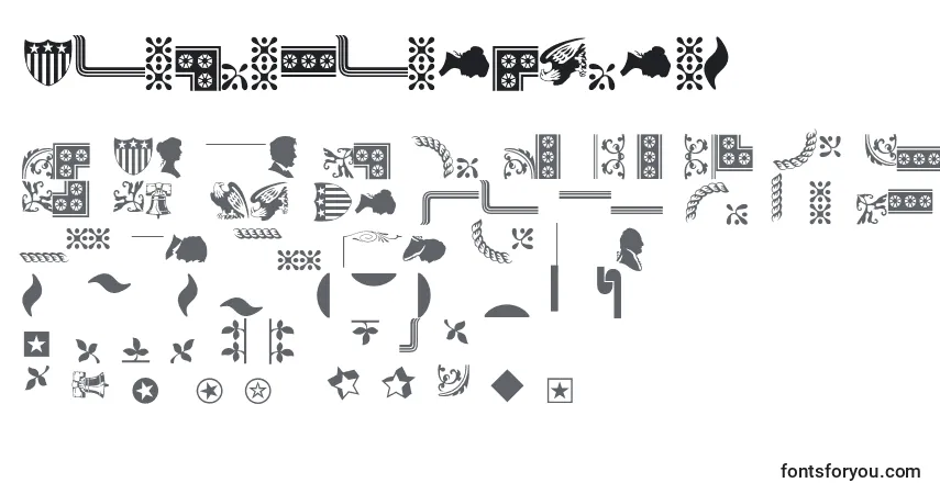 A fonte Bordersornament1 – alfabeto, números, caracteres especiais