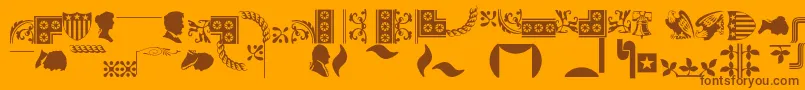 Bordersornament1-Schriftart – Braune Schriften auf orangefarbenem Hintergrund