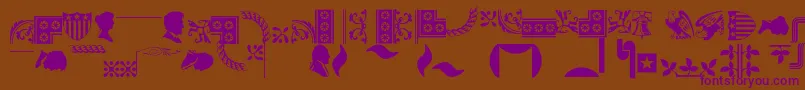 Bordersornament1-Schriftart – Violette Schriften auf braunem Hintergrund