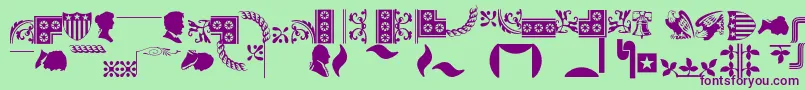 Bordersornament1-Schriftart – Violette Schriften auf grünem Hintergrund