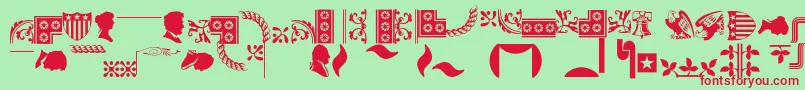 Bordersornament1-Schriftart – Rote Schriften auf grünem Hintergrund