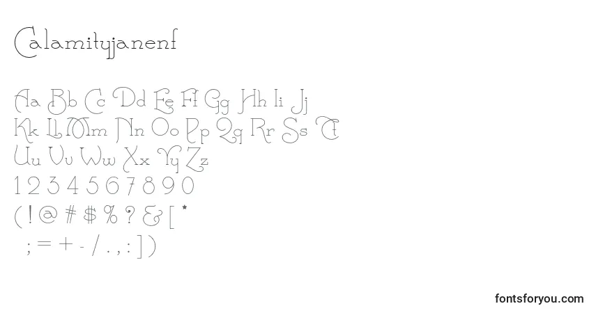 Schriftart Calamityjanenf – Alphabet, Zahlen, spezielle Symbole