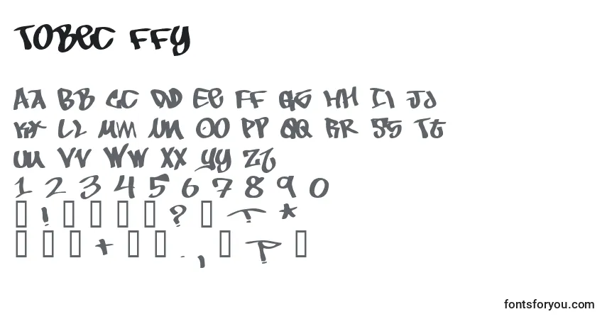 Czcionka Tobec ffy – alfabet, cyfry, specjalne znaki