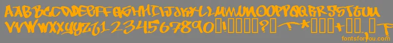 フォントTobec ffy – オレンジの文字は灰色の背景にあります。