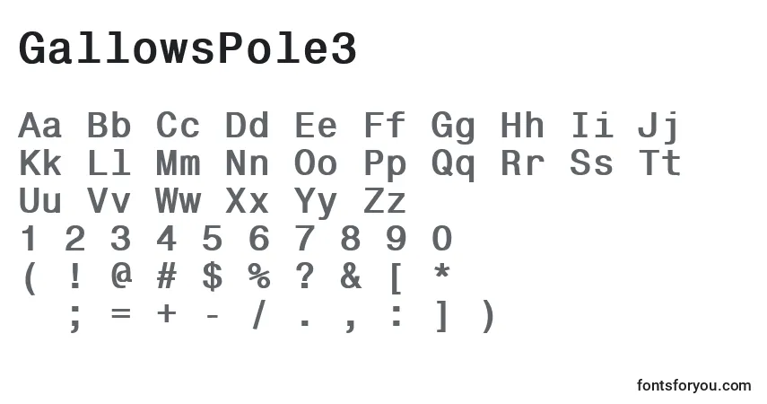 Schriftart GallowsPole3 – Alphabet, Zahlen, spezielle Symbole
