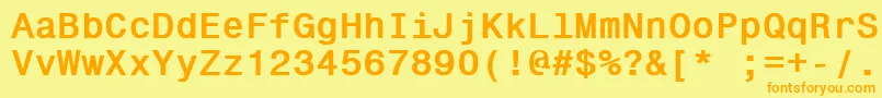 フォントGallowsPole3 – オレンジの文字が黄色の背景にあります。