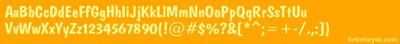 Domb-Schriftart – Gelbe Schriften auf orangefarbenem Hintergrund