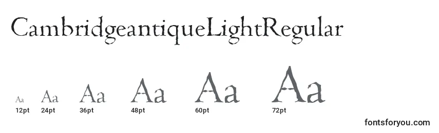 Größen der Schriftart CambridgeantiqueLightRegular