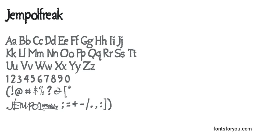 Schriftart Jempolfreak – Alphabet, Zahlen, spezielle Symbole