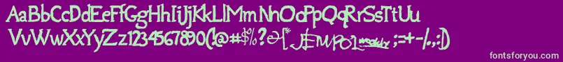 Jempolfreak Font – Green Fonts on Purple Background