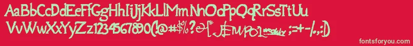 Jempolfreak Font – Green Fonts on Red Background