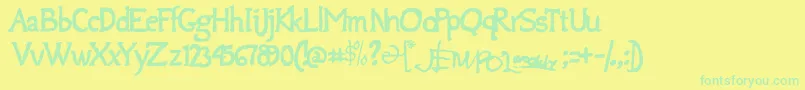 Fonte Jempolfreak – fontes verdes em um fundo amarelo