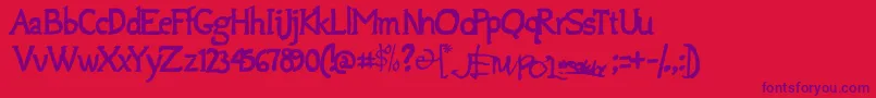 Jempolfreak-Schriftart – Violette Schriften auf rotem Hintergrund