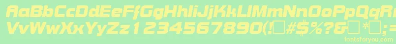 フォントBoltItalic – 黄色の文字が緑の背景にあります