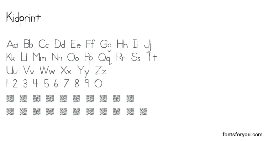 Schriftart Kidprint – Alphabet, Zahlen, spezielle Symbole