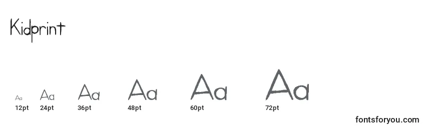 Kidprint Font Sizes
