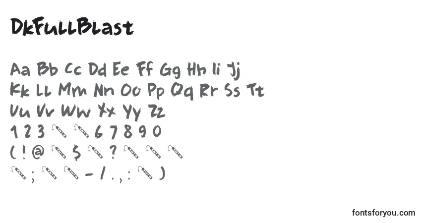 DkFullBlast-fontti – aakkoset, numerot, erikoismerkit
