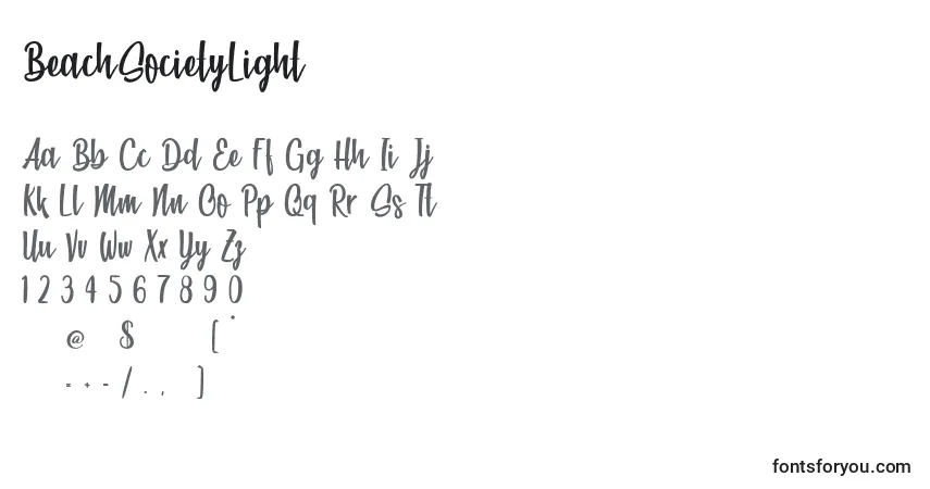 BeachSocietyLight Font – alphabet, numbers, special characters