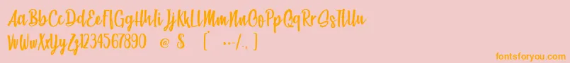 BeachSocietyLight-Schriftart – Orangefarbene Schriften auf rosa Hintergrund
