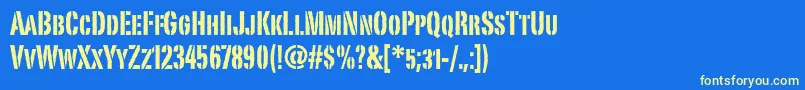 PortagoitcTt Font – Yellow Fonts on Blue Background