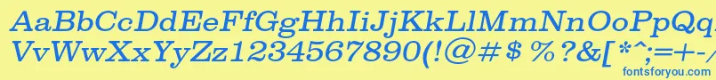 フォントSpslclarendoncItalic – 青い文字が黄色の背景にあります。