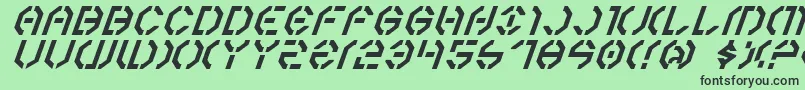 Year3000Italic-fontti – mustat fontit vihreällä taustalla