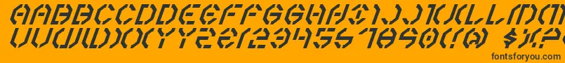 Year3000Italic-fontti – mustat fontit oranssilla taustalla