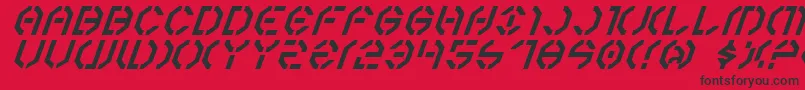 Year3000Italic-fontti – mustat fontit punaisella taustalla