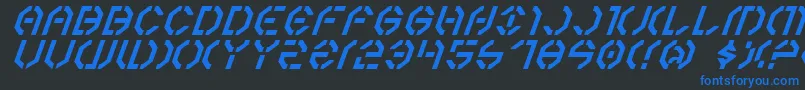 Year3000Italic-fontti – siniset fontit mustalla taustalla